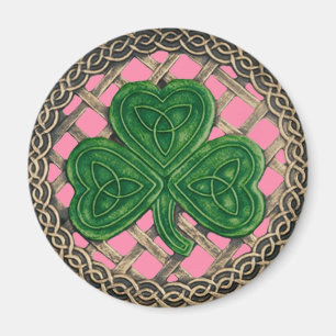 Imán Shamrock and Celtic Knots Magnet Pink