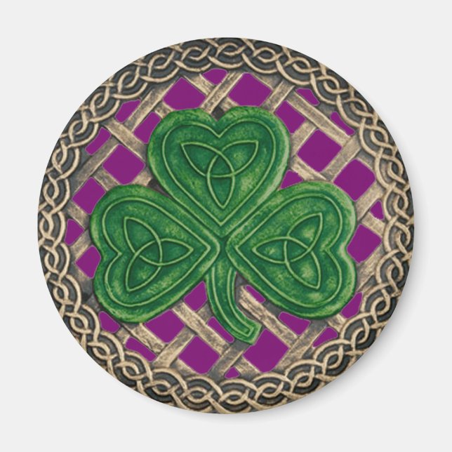 Imán Shamrock and Celtic Knots Magnet Purple (Frente)