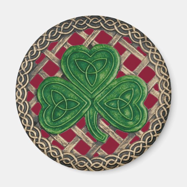 Imán Shamrock and Celtic Knots Red (Frente)