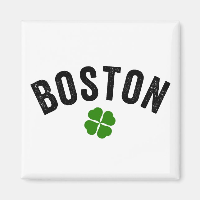 Imán Shamrock irlandés en Boston (Frente)