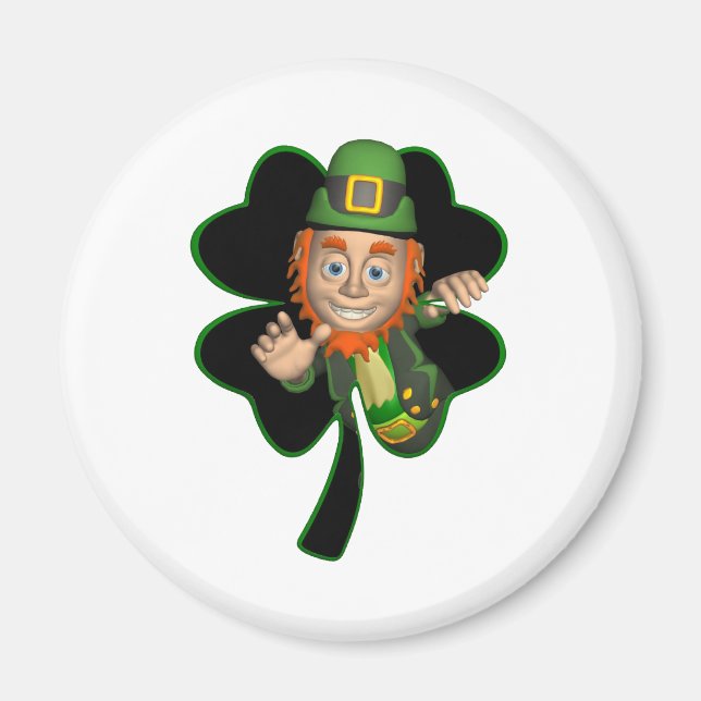 Imán Shamrock Leprechaun (Frente)