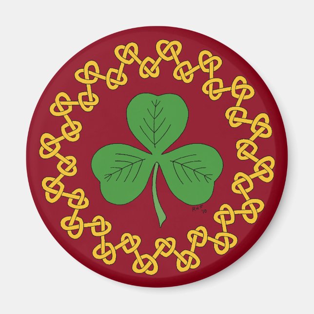 Imán Shamrock y Knotwork en rojo (Frente)