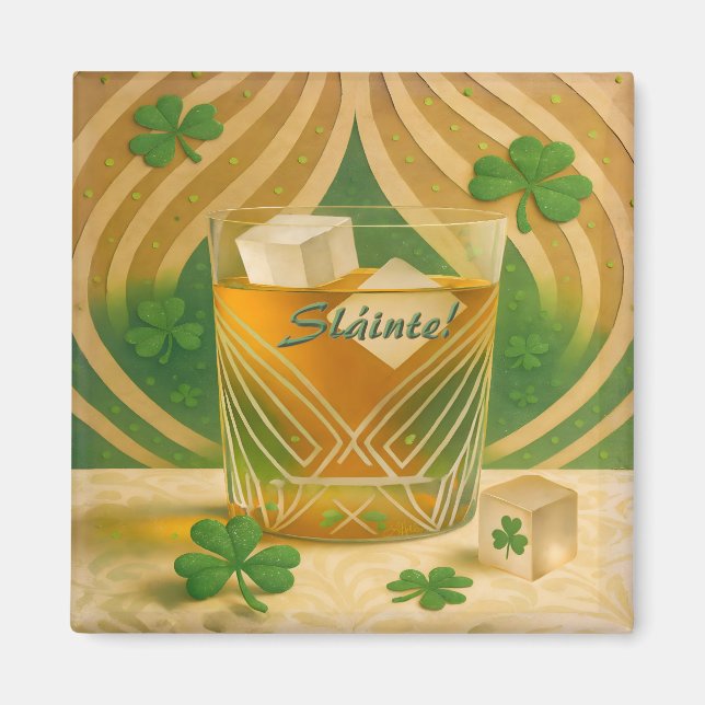 Imán Shamrocks Irish Whiskey Tumbler "Sláinte!" (Frente)