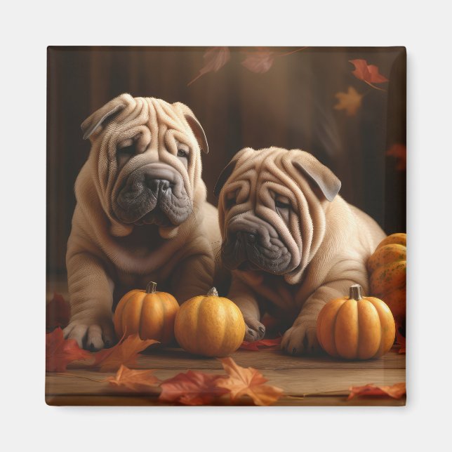 Imán Shar Pei Puppy Calabaza deslumbrante de otoño (Frente)