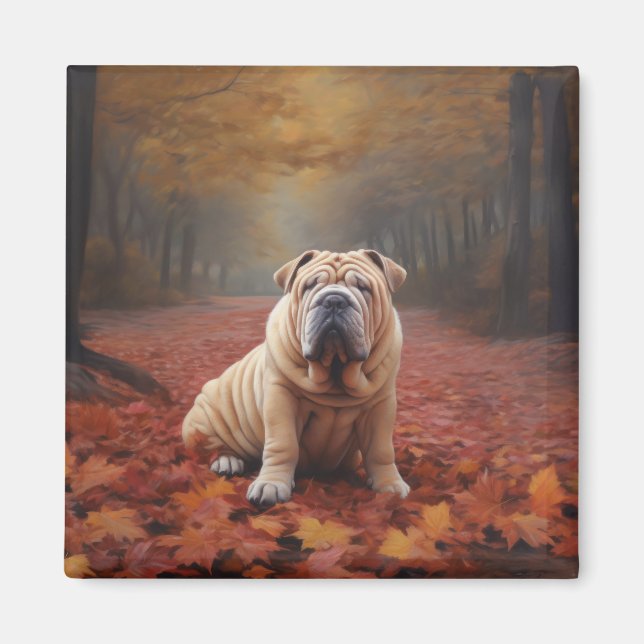 Imán Shar Pei se inspira en las hojas de otoño (Frente)