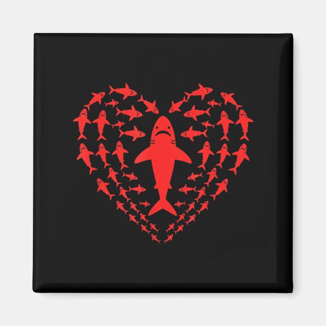 Imán Shark heart kids sea creature valentine graphic  (Frente)