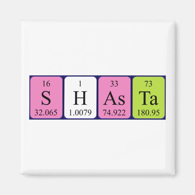 Imán Shasta periodic table name magnet (Frente)