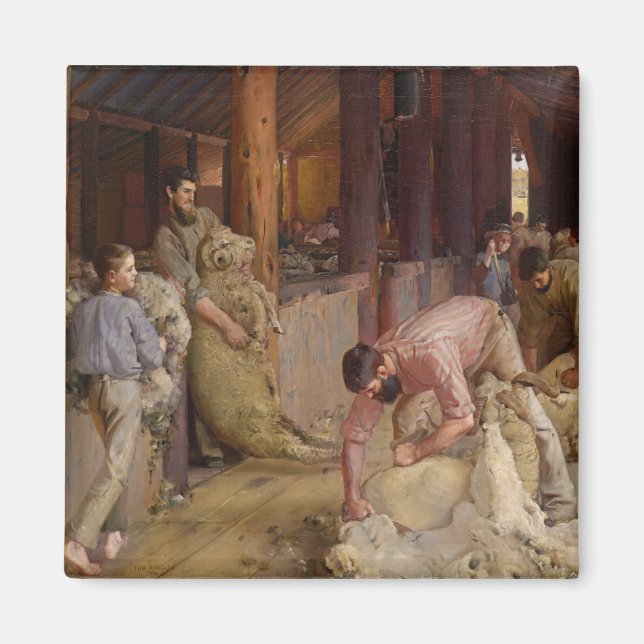 Imán Shearing the Rams (Arte Australiano) (Tom Roberts) (Frente)