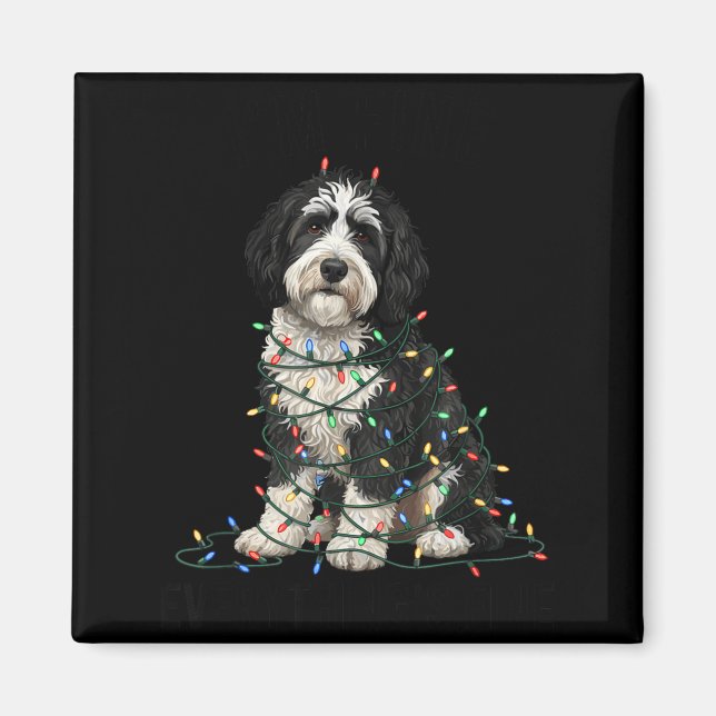 Imán Sheepadoodle Christmas I'm Fine Everything Is Fine (Frente)