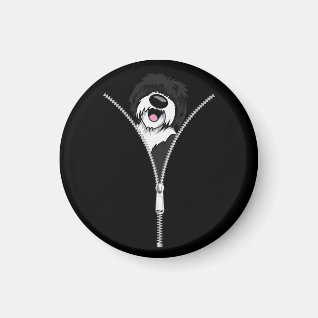 Imán Sheepadoodle Dog Zipper Funny Dueño De Perro Cacho (Frente)