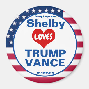 Imán Shelby LOVES TRUMP VANCE patriótico