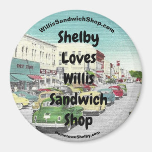 Imán Shelby Loves Willis Sandwich Shop Fridge Magnet