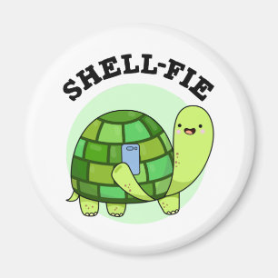 Imán Shell-fie Funny Tortoise Selfie Pun