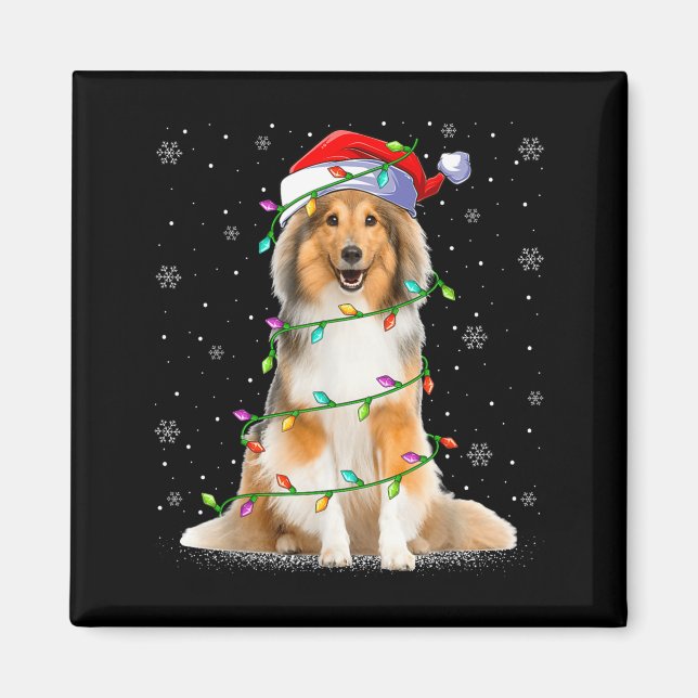 Imán Sheltie Dog Lover Xmas Lighting Santa Sheltie Chri (Frente)