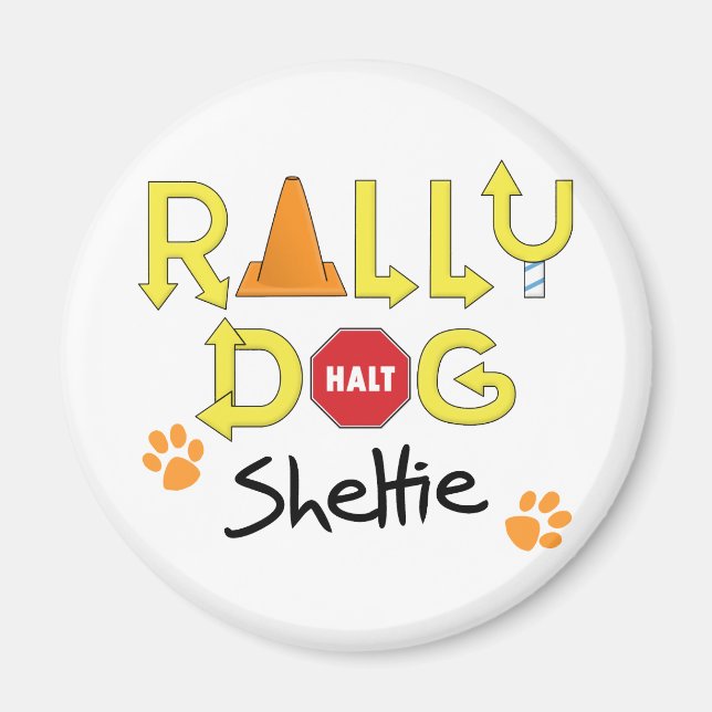 Imán Sheltie Rally Dog (Frente)