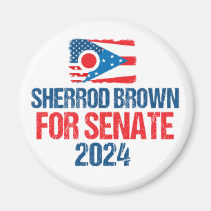 Imán Sherrod Brown por la bandera de Ohio en las elecci