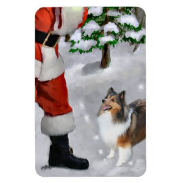 Imán Shetland Sheepdog Con Navidades Santa