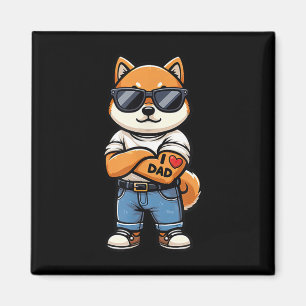 Imán Shiba Inu amo a papá tatuaje de perro divertido