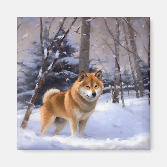 Imán Shiba Inu deja que nieve Navidades (Frente)