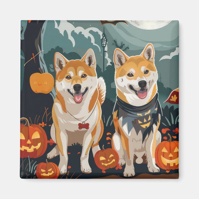 Imán Shiba Inu Halloween Espeluznante (Frente)