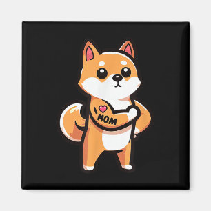 Imán Shiba Inu I Love Mom Funny Dog Tattoo