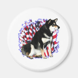 Imán Shiba Inu (negro) Patriota