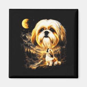 Imán Shih tzu aullando a la luna vintage 90s perro dive