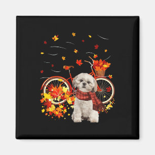 Imán Shih Tzu Bike Otoño Hoja de Perro Caer Diversión C