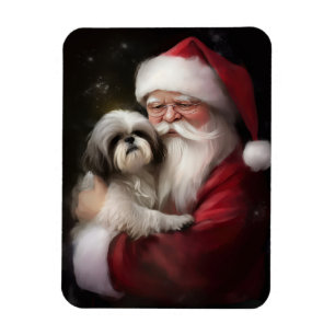 Imán Shih Tzu Con Navidades festivos de Santa Claus