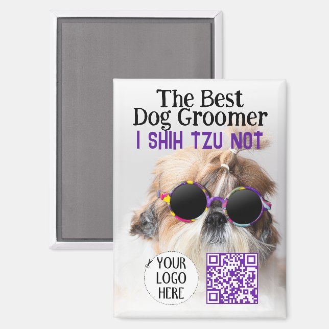 Imán Shih Tzu, el mejor novio de perros, no el código Q (Anverso/Reverso)
