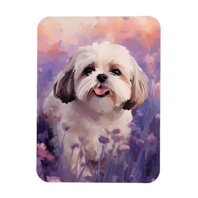 Imán Shih Tzu en el campo de Lavender (Vertical)