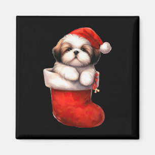 Imán Shih Tzu en Navidades de la contienda Santa Hat Xm