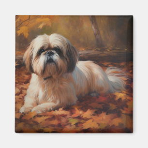 Imán Shih Tzu en otoño se inspira en la caída de las ho