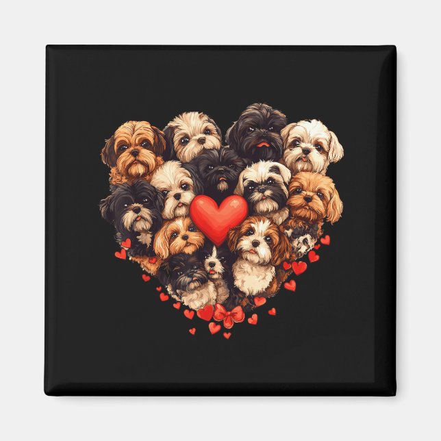 Imán Shih Tzu Heart-shaped Cute Shih Tzu Valentines Day (Frente)