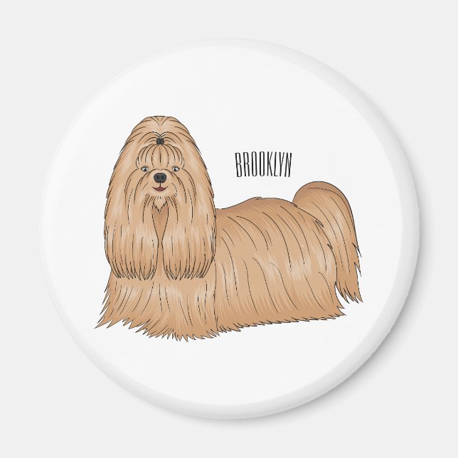 Imán Shih tzu personalizado de pelo largo ilustracion (Frente)