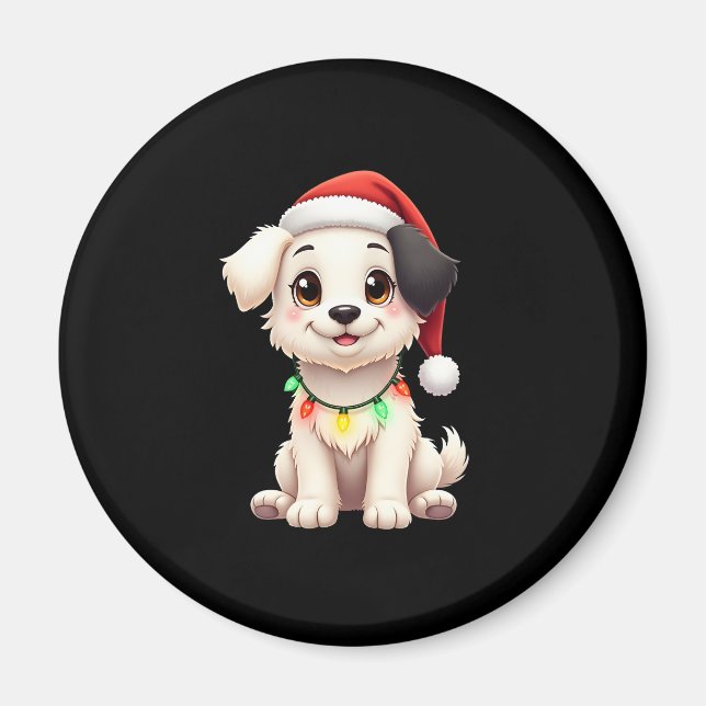 Imán Shih Tzu Santa Christmas Tree Lights Xmas Dog Love (Frente)