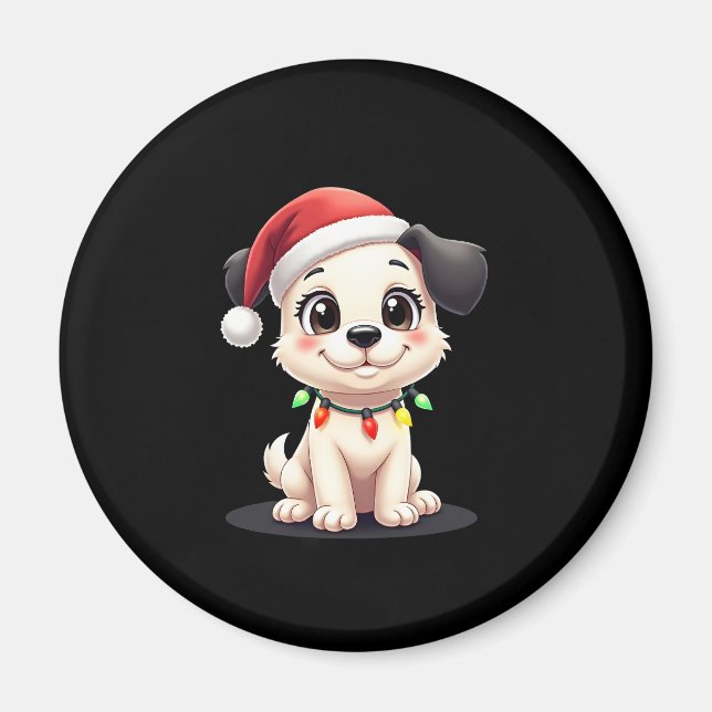 Imán Shih Tzu Santa Christmas Tree Lights Xmas Dog Love (Frente)