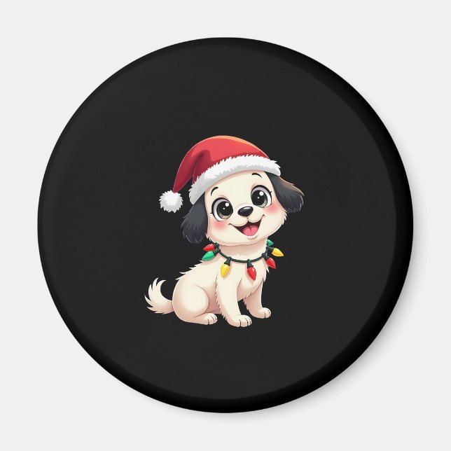 Imán Shih Tzu Santa Christmas Tree Lights Xmas Dog Love (Frente)