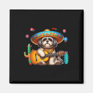 Imán Shih Tzu Sombrero Guitarra Mexicana Cinco De Mayo
