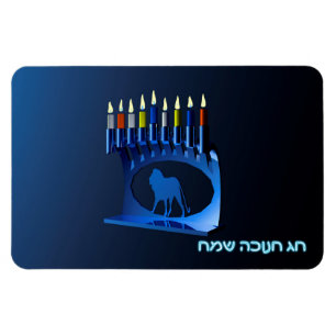 Imán Shiny Blue Chanukkah Menorah