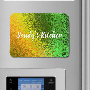 Imán Shiny Shades Green & Yellow Name Kitchen Premium