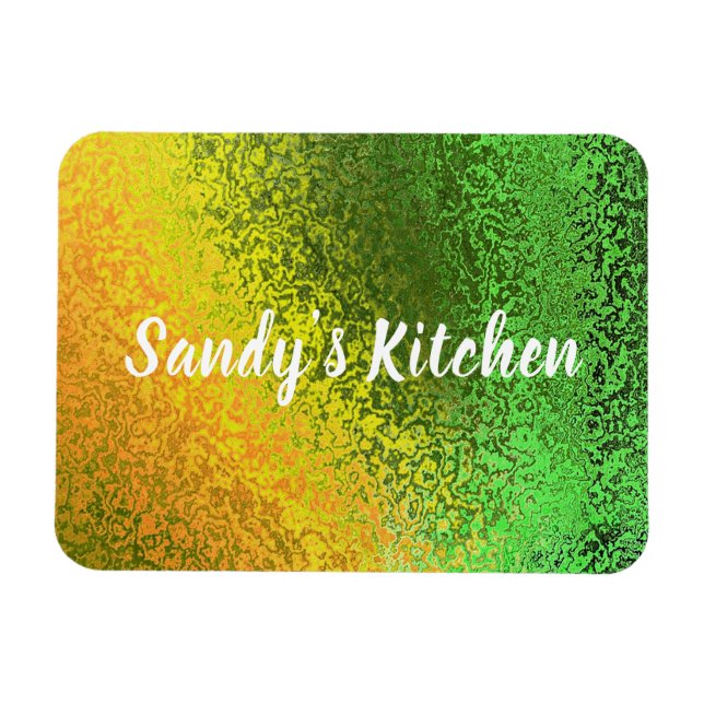 Imán Shiny Shades Green & Yellow Name Kitchen Premium (Horizontal)