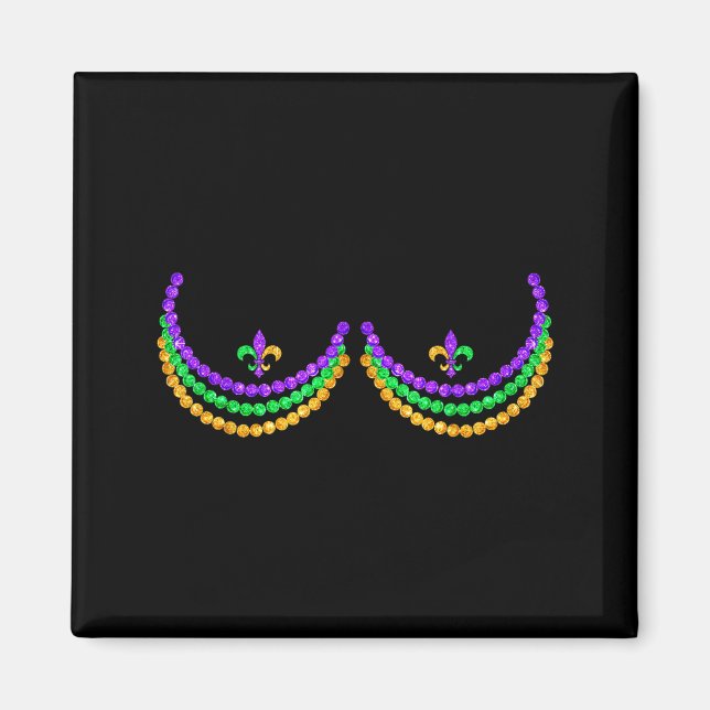 Imán Shirt Mardi Gras Funny Beads S Outline Costume Hum (Frente)
