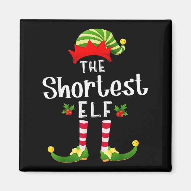 Imán Shortest Christmas Elf Matching Pajama X-mas Party (Frente)
