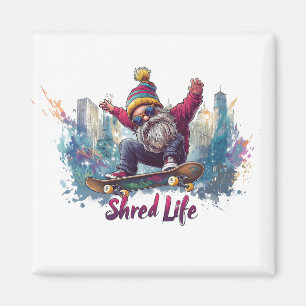 Imán Shred Life - Gnome del Skateboarding de Guay