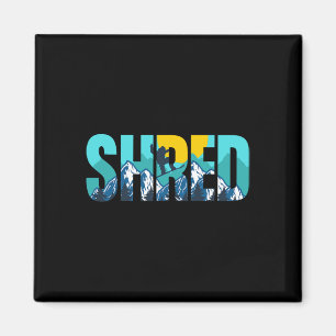 Imán Shred Mountain Snowboard Slopes Sunset Graphic