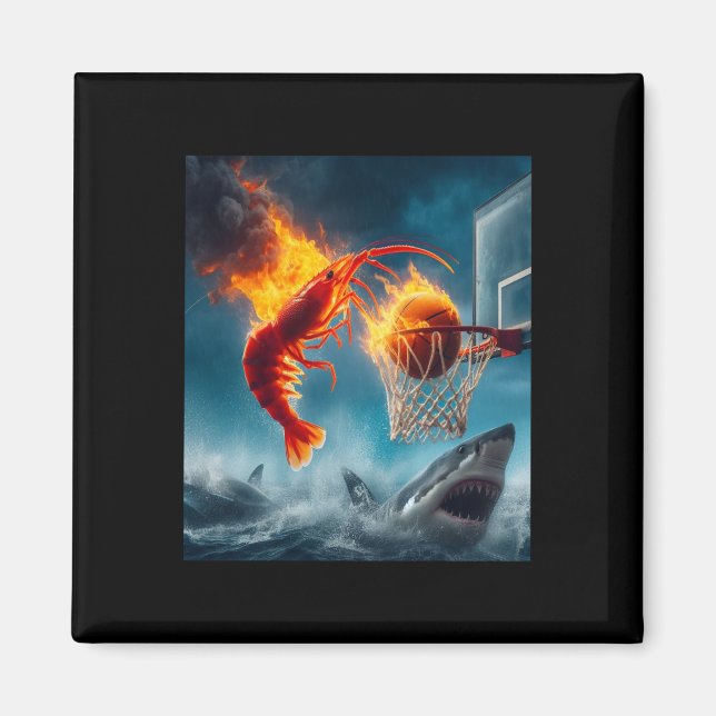 Imán Shrimp Dunking On Shark Funny Fishing Meme  (Frente)