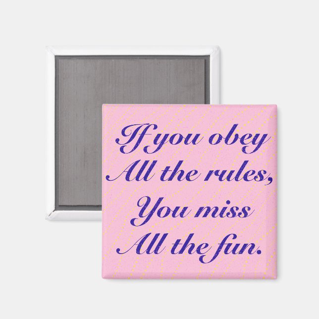 Imán Si acata todas las reglas, se pierde toda la diver (Anverso/Reverso)