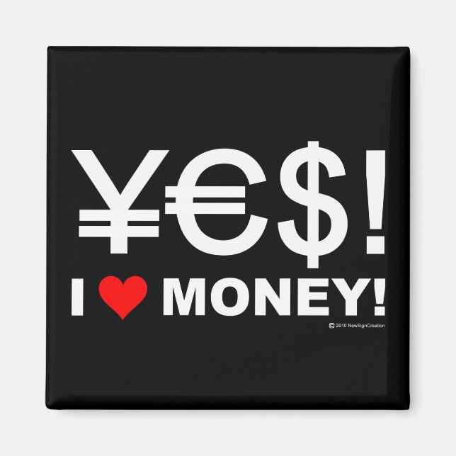Imán ¡Sí! ¡Amo el dinero! (Frente)