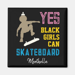 Imán SÍ CHICAS PUEDEN PATINAR A Chica Retro Afro Skater